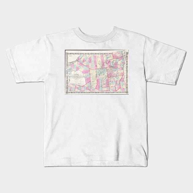 Vintage Map of The Adirondack Mountains (1867) Kids T-Shirt by Bravuramedia